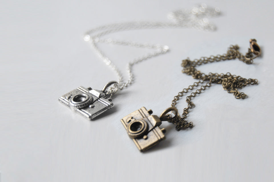 Tiny Camera Necklace - Enchanted Leaves - Nature Jewelry - Unique Handmade Gifts
