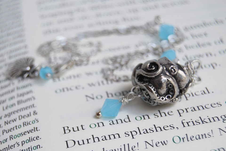 Coiled Octopus Necklace | Octopus Charm Jewelry | Nautical Pendant - Enchanted Leaves - Nature Jewelry - Unique Handmade Gifts