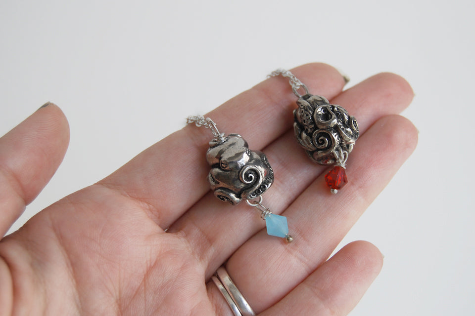 Coiled Octopus Necklace | Octopus Charm Jewelry | Nautical Pendant - Enchanted Leaves - Nature Jewelry - Unique Handmade Gifts