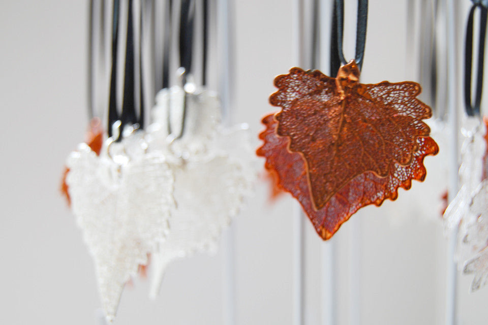 Real Cottonwood Leaf Ornament  | Electroformed Nature | Fall Leaf Ornament | Nature Gift - Enchanted Leaves - Nature Jewelry - Unique Handmade Gifts