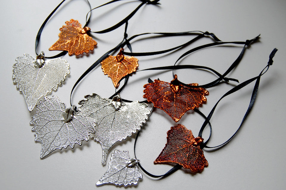 Real Cottonwood Leaf Ornament  | Electroformed Nature | Fall Leaf Ornament | Nature Gift - Enchanted Leaves - Nature Jewelry - Unique Handmade Gifts