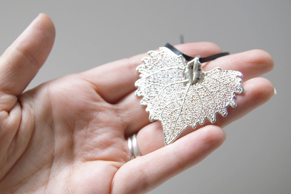 Real Cottonwood Leaf Ornament  | Electroformed Nature | Fall Leaf Ornament | Nature Gift - Enchanted Leaves - Nature Jewelry - Unique Handmade Gifts