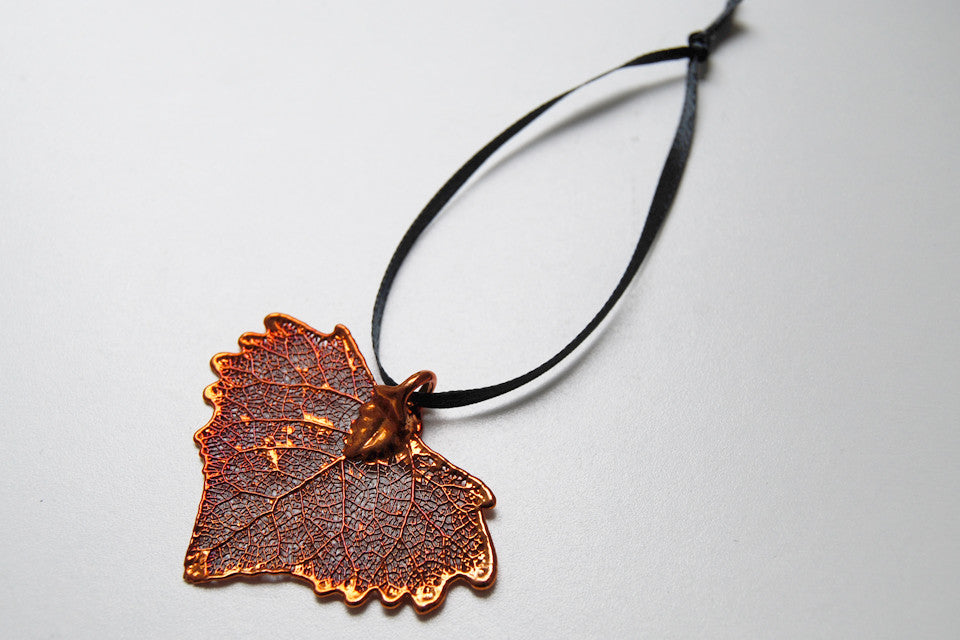 Real Cottonwood Leaf Ornament  | Electroformed Nature | Fall Leaf Ornament | Nature Gift - Enchanted Leaves - Nature Jewelry - Unique Handmade Gifts