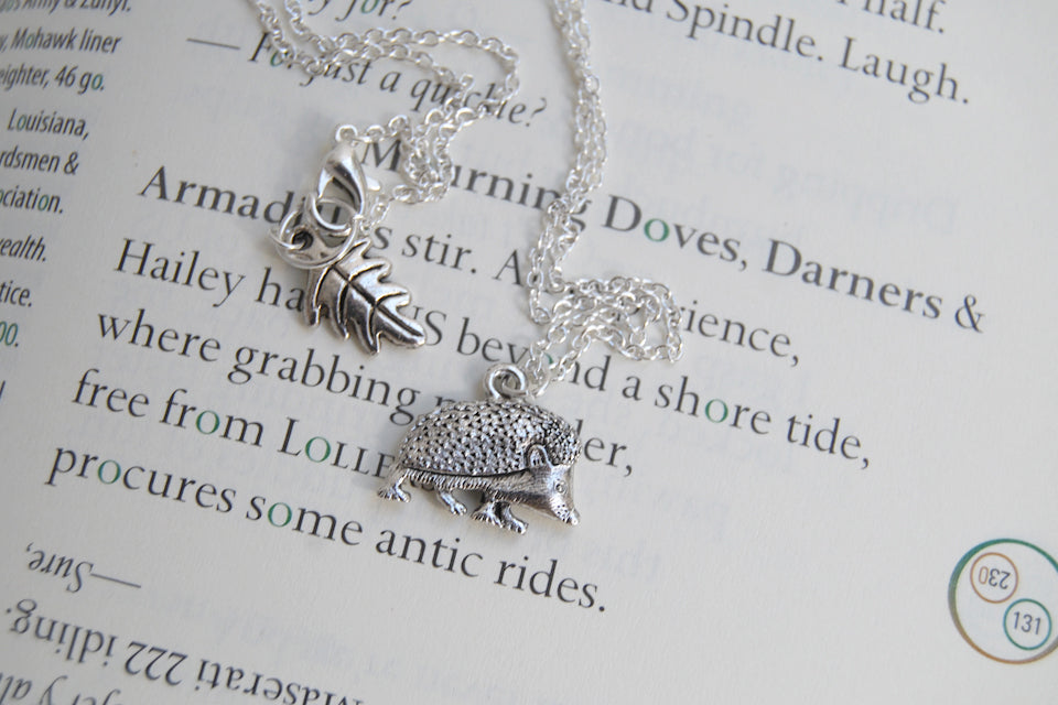 Curious Little Hedgehog Necklace | Silver Hedgehog Charm Necklace | Cute Hedgie Jewelry - Enchanted Leaves - Nature Jewelry - Unique Handmade Gifts