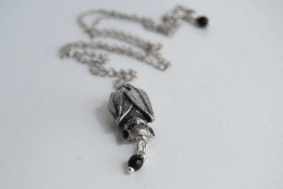 Adorable Bat Necklace | Silver Bat Necklace | Cute Bat Charm - Enchanted Leaves - Nature Jewelry - Unique Handmade Gifts