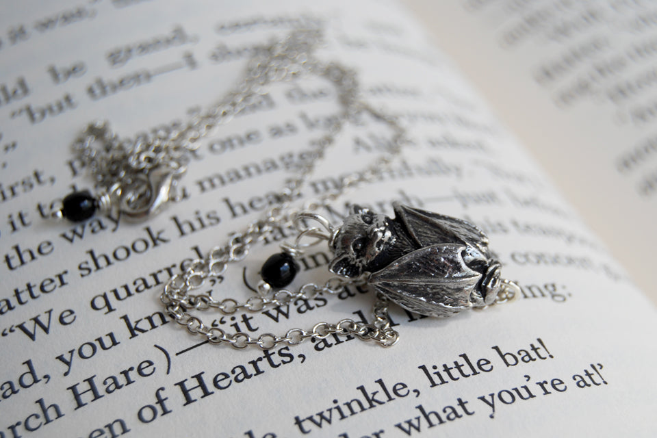 Adorable Bat Necklace | Silver Bat Necklace | Cute Bat Charm - Enchanted Leaves - Nature Jewelry - Unique Handmade Gifts