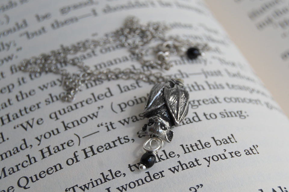 Adorable Bat Necklace | Silver Bat Necklace | Cute Bat Charm - Enchanted Leaves - Nature Jewelry - Unique Handmade Gifts