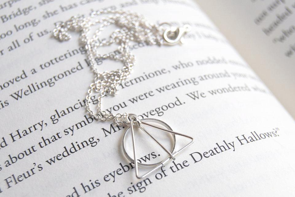 Simple Deathly Hallows Necklace | Harry Potter Necklace | Silver Deathly Hallows Pendant - Enchanted Leaves - Nature Jewelry - Unique Handmade Gifts