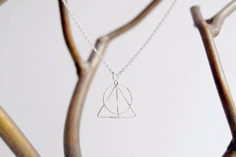 Simple Deathly Hallows Necklace | Harry Potter Necklace | Silver Deathly Hallows Pendant - Enchanted Leaves - Nature Jewelry - Unique Handmade Gifts