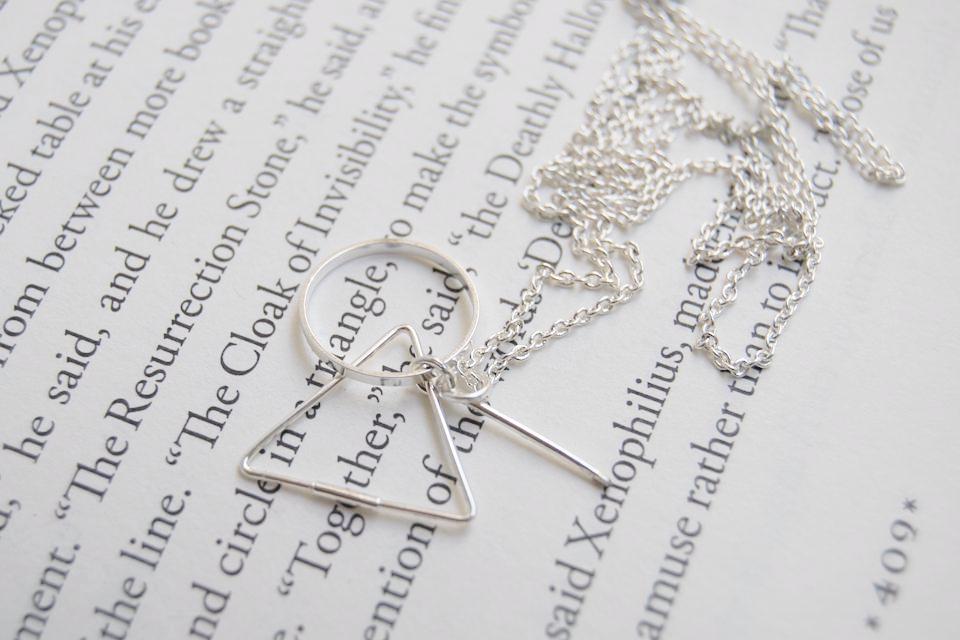 Simple Deathly Hallows Necklace | Harry Potter Necklace | Silver Deathly Hallows Pendant - Enchanted Leaves - Nature Jewelry - Unique Handmade Gifts