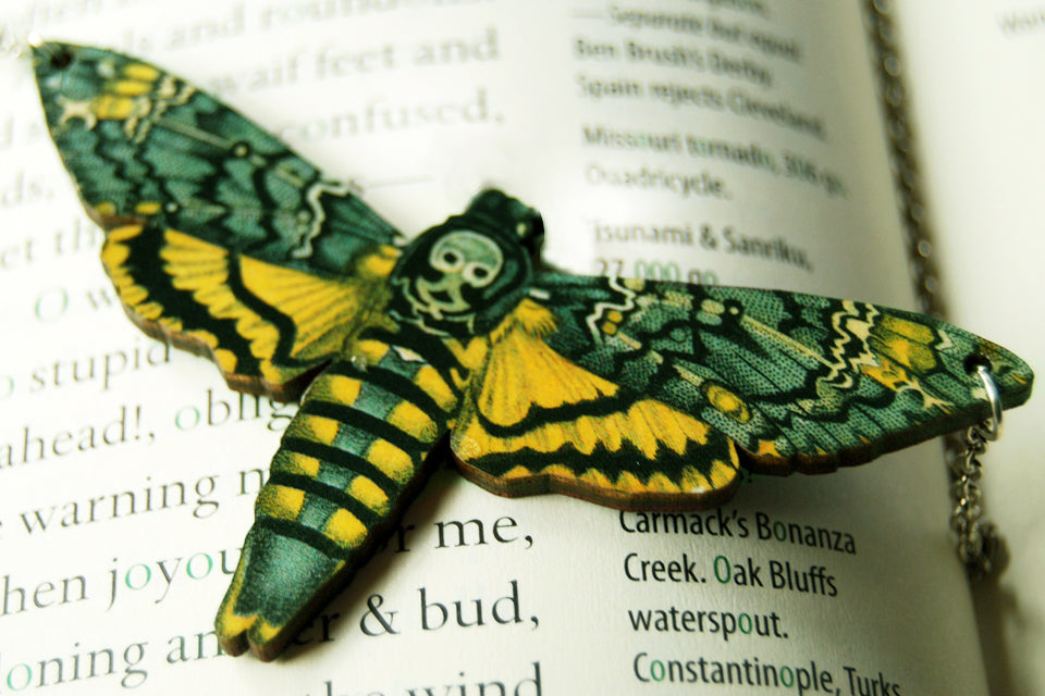 Death's Head Moth Necklace | Moth Jewelry | Insect Jewelry | Moth Art Pendant - Enchanted Leaves - Nature Jewelry - Unique Handmade Gifts
