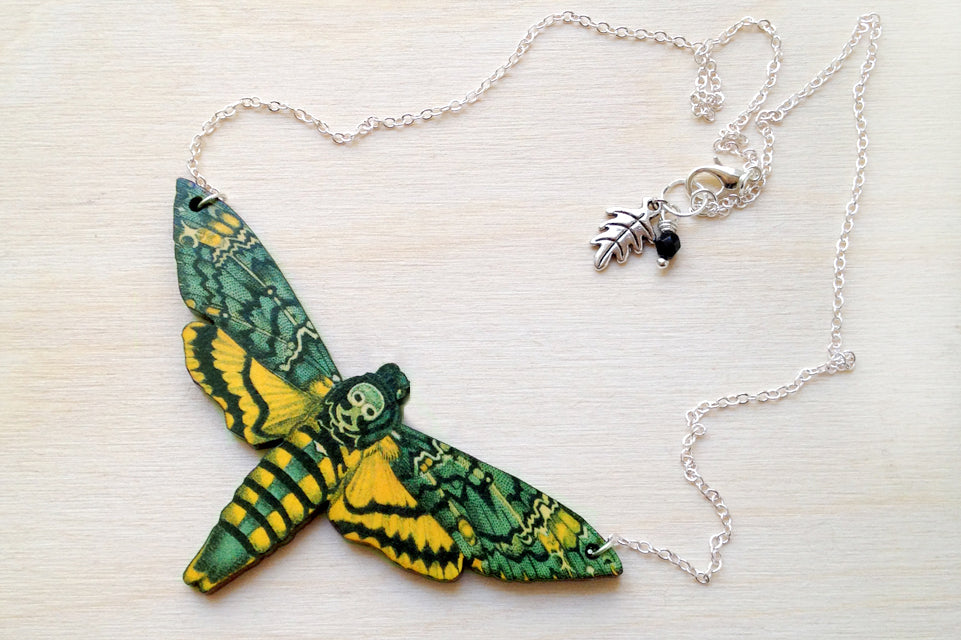 Death's Head Moth Necklace | Moth Jewelry | Insect Jewelry | Moth Art Pendant - Enchanted Leaves - Nature Jewelry - Unique Handmade Gifts