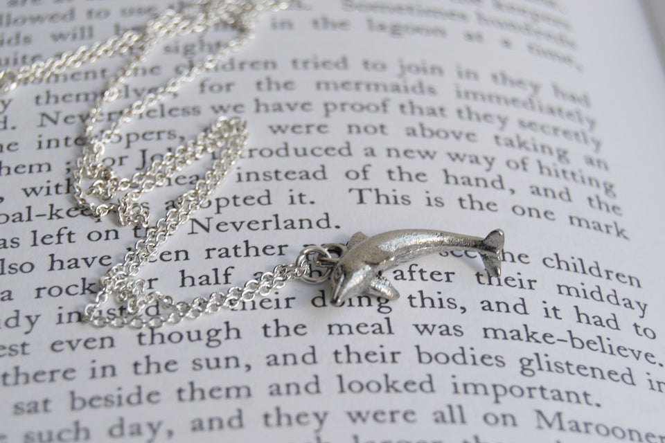 Dolphin Necklace | Silver Dolphin Charm Necklace | Cute Dolphin Pendant - Enchanted Leaves - Nature Jewelry - Unique Handmade Gifts