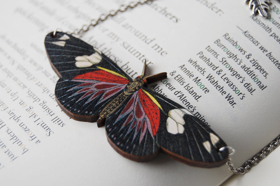 Doris Longwing Butterfly Necklace  | Butterfly Charm Necklace | Woodland Forest Butterfly - Enchanted Leaves - Nature Jewelry - Unique Handmade Gifts