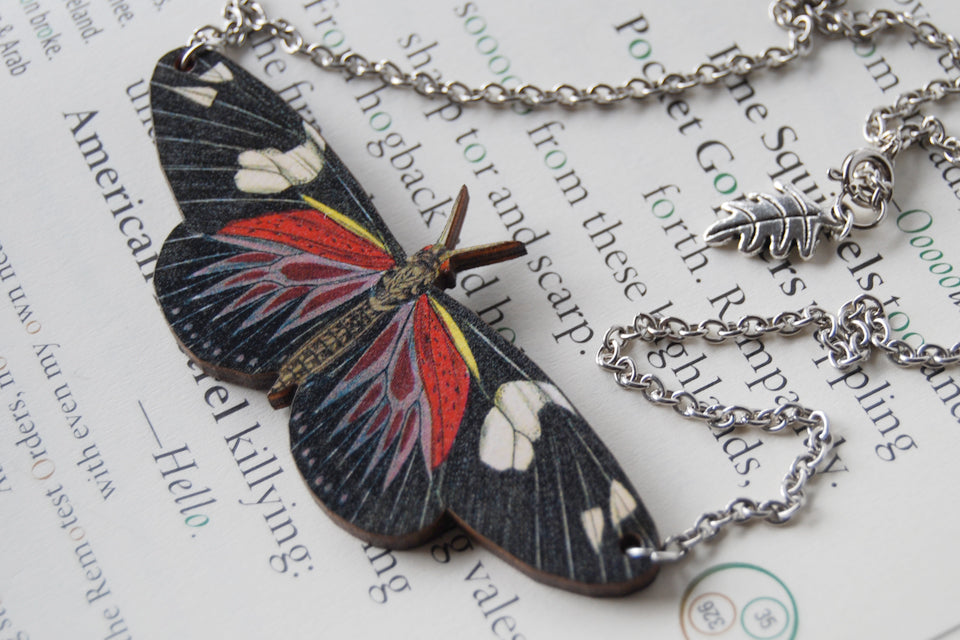 Doris Longwing Butterfly Necklace  | Butterfly Charm Necklace | Woodland Forest Butterfly - Enchanted Leaves - Nature Jewelry - Unique Handmade Gifts