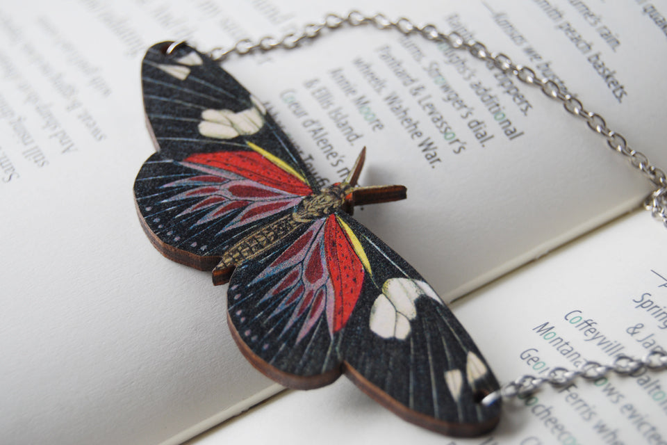 Doris Longwing Butterfly Necklace  | Butterfly Charm Necklace | Woodland Forest Butterfly - Enchanted Leaves - Nature Jewelry - Unique Handmade Gifts