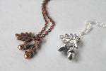 Twin Acorn Necklace - Enchanted Leaves - Nature Jewelry - Unique Handmade Gifts