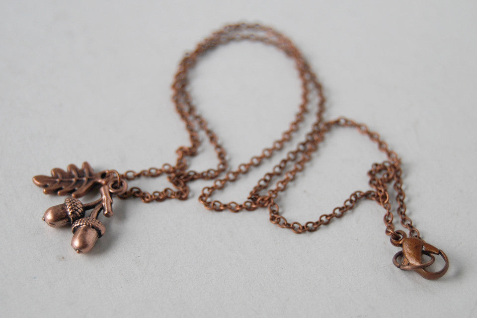 Twin Acorn Necklace - Enchanted Leaves - Nature Jewelry - Unique Handmade Gifts