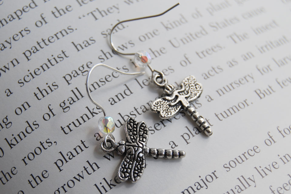 Dragonfly Earrings | Cute Dragonfly Charm Earrings | Forest Jewelry - Enchanted Leaves - Nature Jewelry - Unique Handmade Gifts