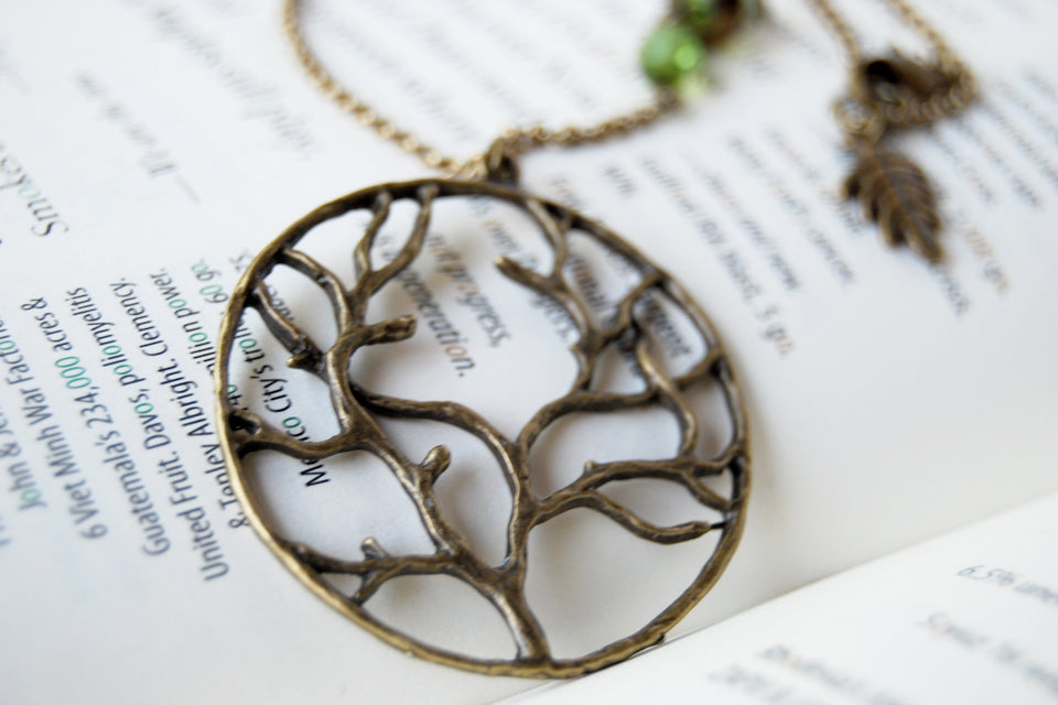 Fangorn Forest | Brass Tree Charm Necklace | Woodland Forest Pendant - Enchanted Leaves - Nature Jewelry - Unique Handmade Gifts