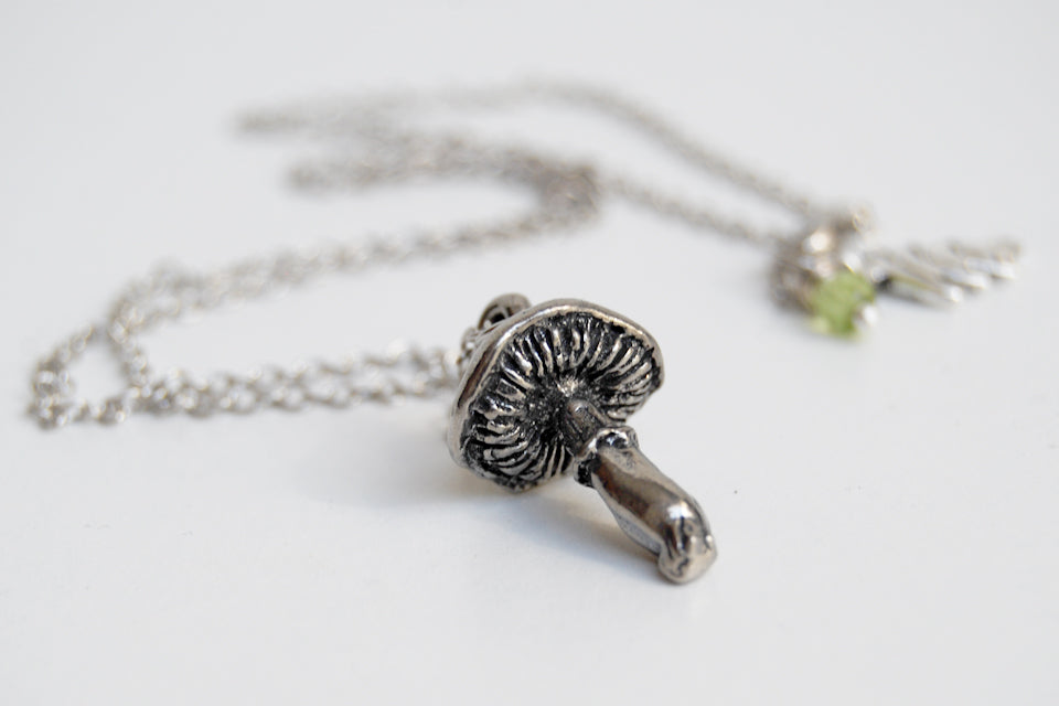 Forest Mushroom Necklace | Silver Mushroom Pendant | Forest Toadstool Necklace - Enchanted Leaves - Nature Jewelry - Unique Handmade Gifts