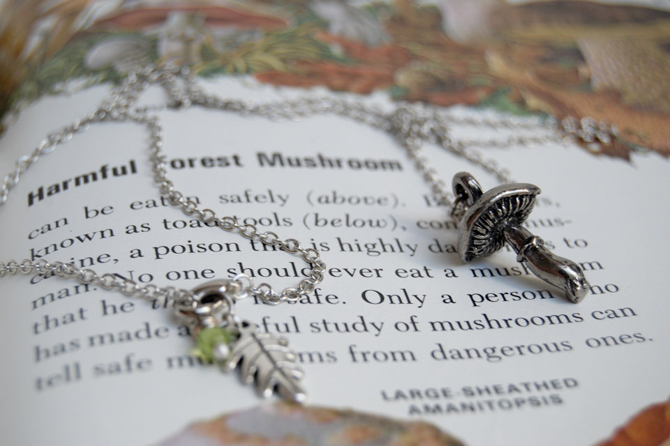 Forest Mushroom Necklace | Silver Mushroom Pendant | Forest Toadstool Necklace - Enchanted Leaves - Nature Jewelry - Unique Handmade Gifts