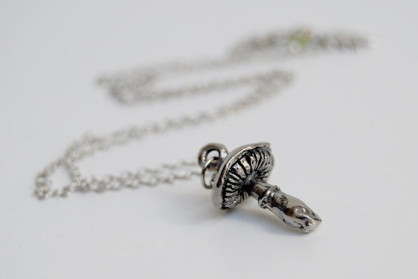 Forest Mushroom Necklace | Silver Mushroom Pendant | Forest Toadstool Necklace - Enchanted Leaves - Nature Jewelry - Unique Handmade Gifts