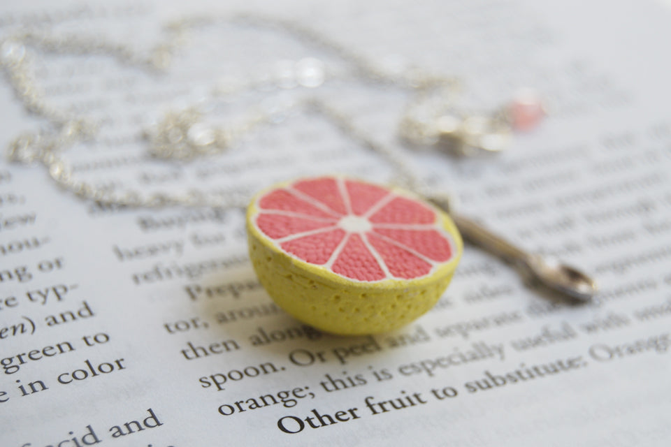 Fresh Grapefruit Necklace | Handmade Grapefruit Charm Jewelry - Enchanted Leaves - Nature Jewelry - Unique Handmade Gifts