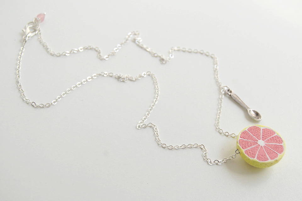 Fresh Grapefruit Necklace | Handmade Grapefruit Charm Jewelry - Enchanted Leaves - Nature Jewelry - Unique Handmade Gifts