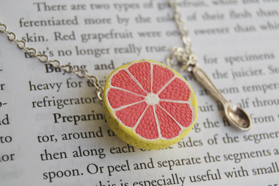 Fresh Grapefruit Necklace | Handmade Grapefruit Charm Jewelry - Enchanted Leaves - Nature Jewelry - Unique Handmade Gifts