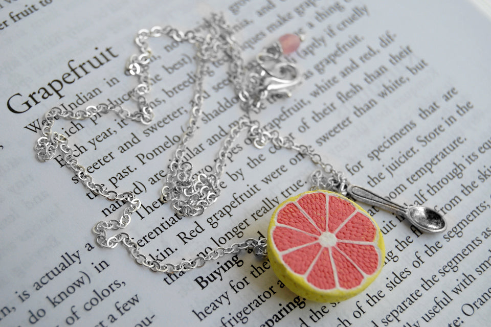Fresh Grapefruit Necklace | Handmade Grapefruit Charm Jewelry - Enchanted Leaves - Nature Jewelry - Unique Handmade Gifts