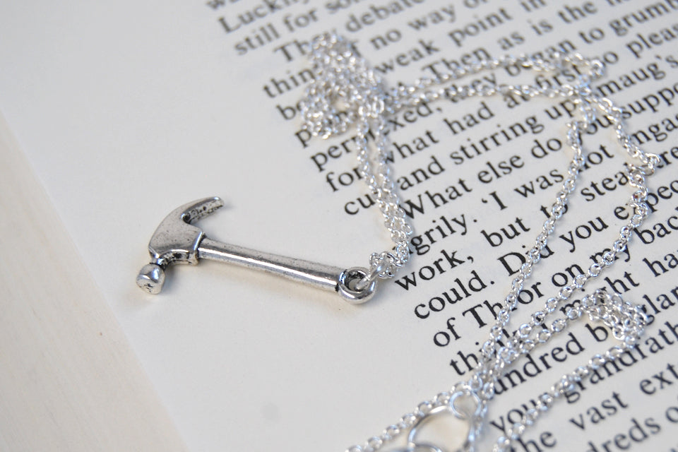 Little Hammer Necklace | Silver Hammer Charm Necklace | Tool Pendant - Enchanted Leaves - Nature Jewelry - Unique Handmade Gifts