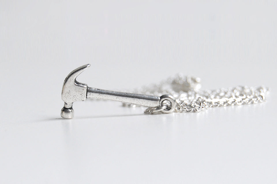Little Hammer Necklace Silver Hammer Charm Necklace Tool Pendant