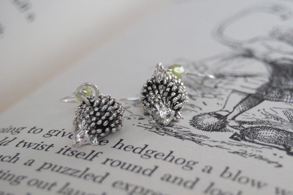 Adorable Teeny Tiny Hedgehog Earrings | Cute Silver Hedgehog Charm Earrings | Forest Hedgehogs - Enchanted Leaves - Nature Jewelry - Unique Handmade Gifts