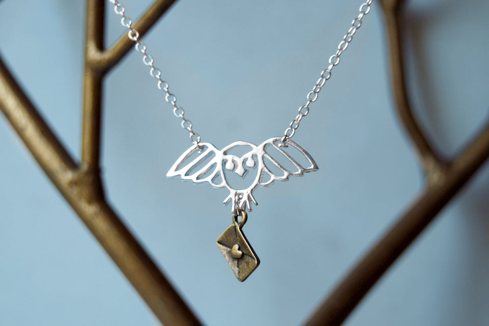 Long Live Hedwig! | Harry Potter Necklace | Owl Post Necklace | Hedwig Necklace - Enchanted Leaves - Nature Jewelry - Unique Handmade Gifts