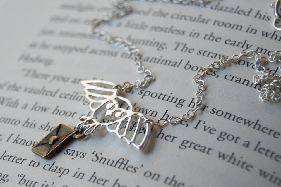 Long Live Hedwig! | Harry Potter Necklace | Owl Post Necklace | Hedwig Necklace - Enchanted Leaves - Nature Jewelry - Unique Handmade Gifts