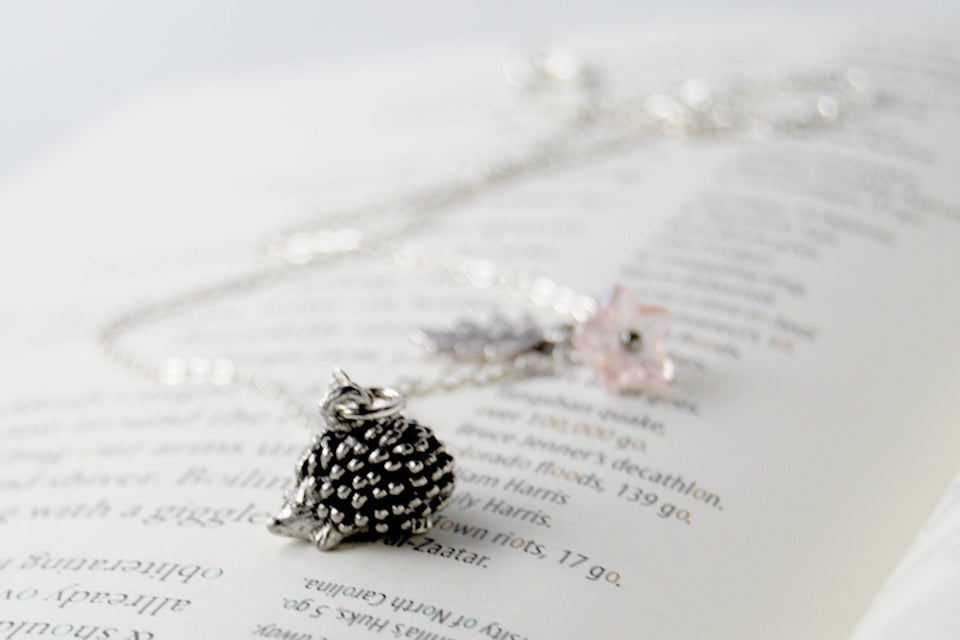 Holly the Hedgehog | Cute Hedgehog Charm Necklace | Silver Hedgehog - Enchanted Leaves - Nature Jewelry - Unique Handmade Gifts
