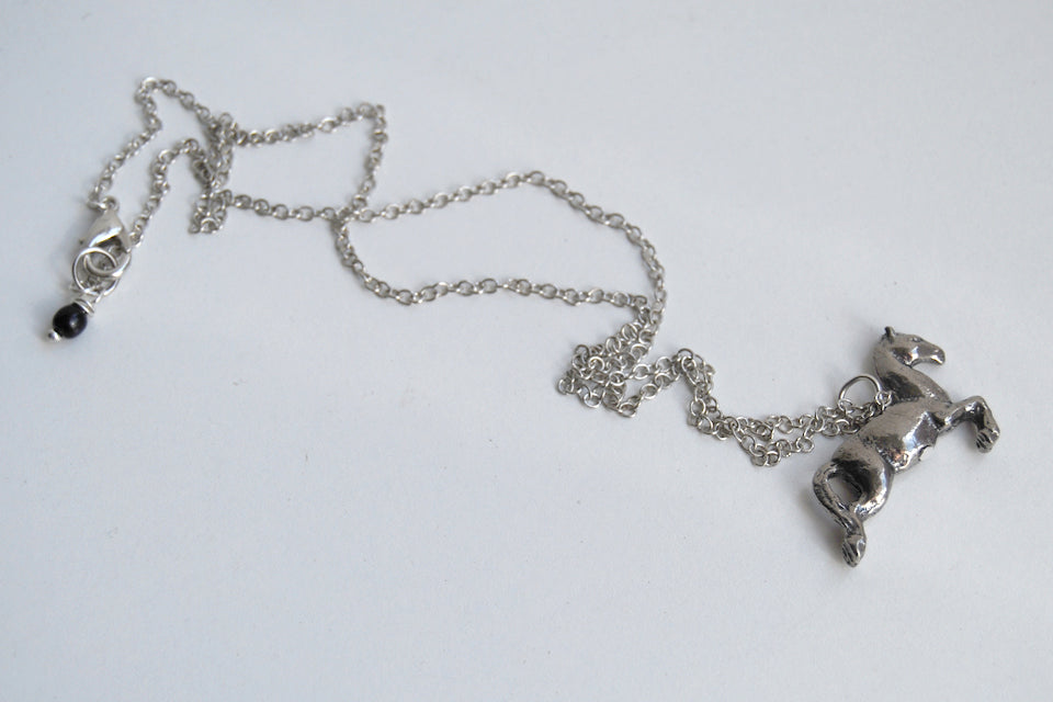 Galloping Horse Necklace | Silver Horse Pendant | Cute Equestrian Jewelry - Enchanted Leaves - Nature Jewelry - Unique Handmade Gifts