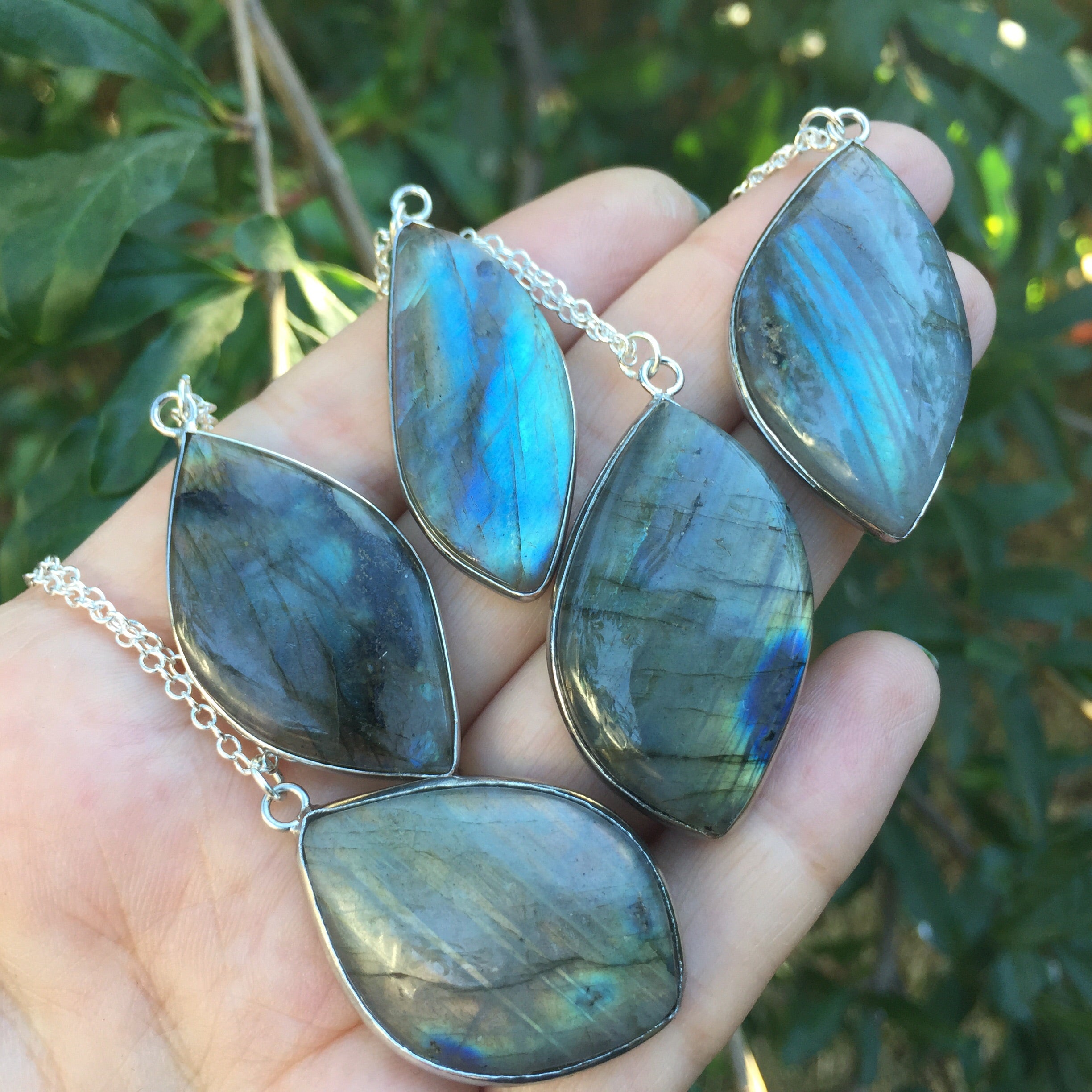 Elegant Labradorite Pendant Necklace | Labradorite Crystal Gemstone Jewelry - Enchanted Leaves - Nature Jewelry - Unique Handmade Gifts