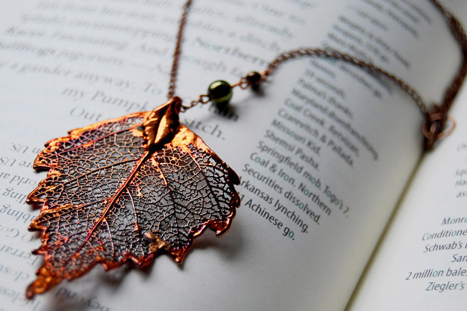 Custom Medium Copper Birch Leaf Necklace | REAL Birch Leaf Electroformed Pendant | Nature Jewelry - Enchanted Leaves - Nature Jewelry - Unique Handmade Gifts