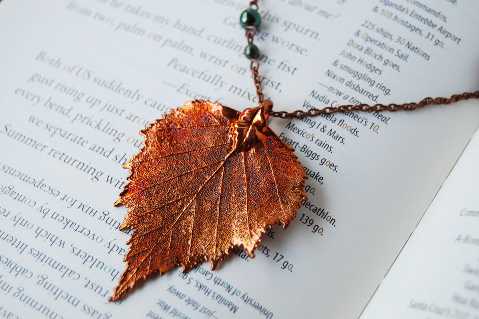 Custom Medium Copper Birch Leaf Necklace | REAL Birch Leaf Electroformed Pendant | Nature Jewelry - Enchanted Leaves - Nature Jewelry - Unique Handmade Gifts