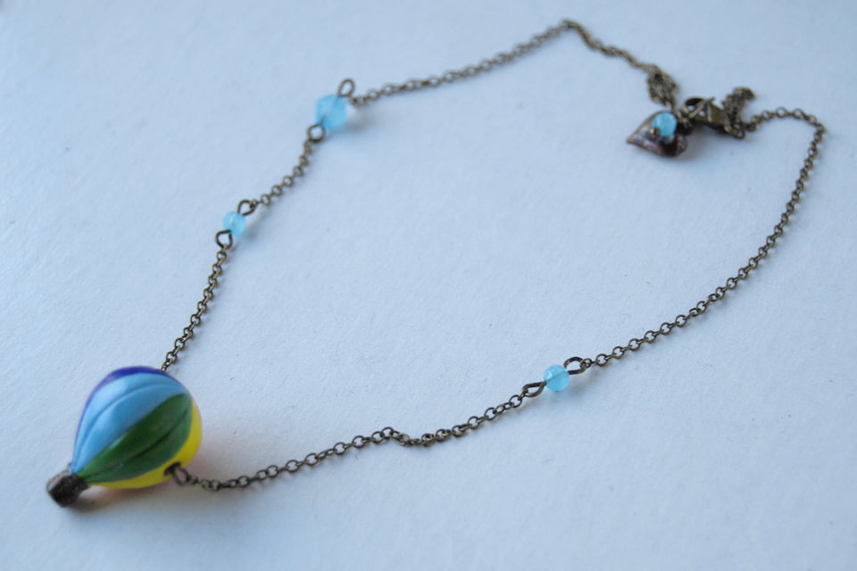 Bon Voyage! | Hot Air Balloon Necklace | Whimsical Charm Jewelry - Enchanted Leaves - Nature Jewelry - Unique Handmade Gifts