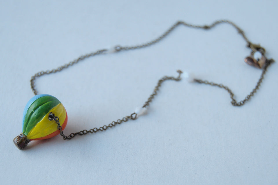 Bon Voyage! | Hot Air Balloon Necklace | Whimsical Charm Jewelry - Enchanted Leaves - Nature Jewelry - Unique Handmade Gifts