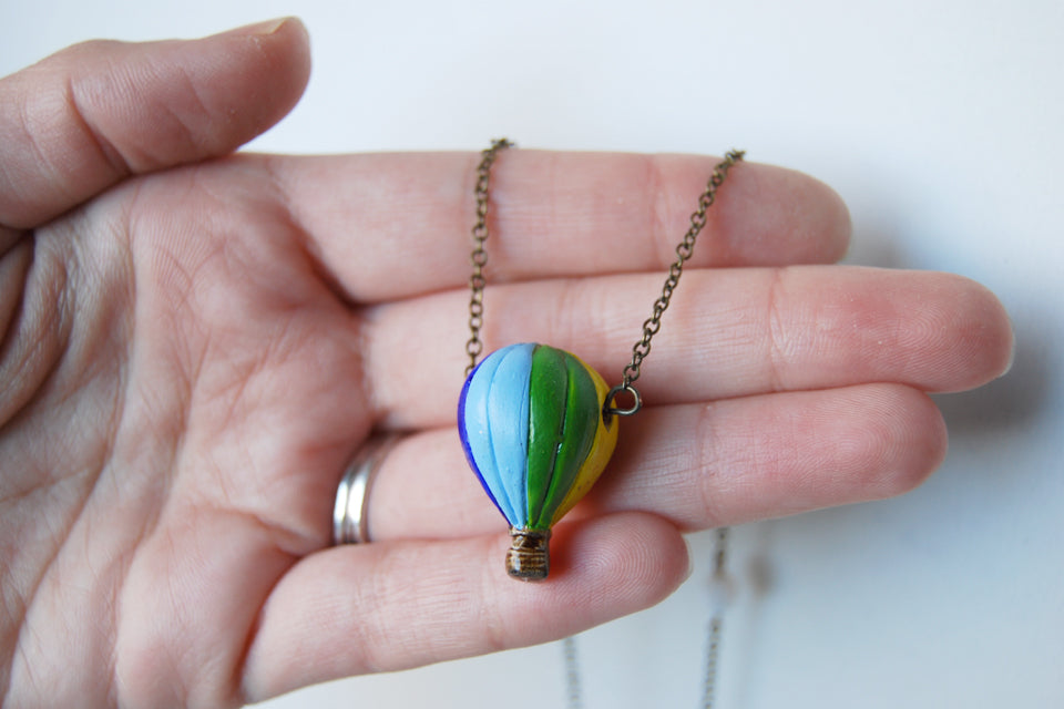 Bon Voyage! | Hot Air Balloon Necklace | Whimsical Charm Jewelry - Enchanted Leaves - Nature Jewelry - Unique Handmade Gifts