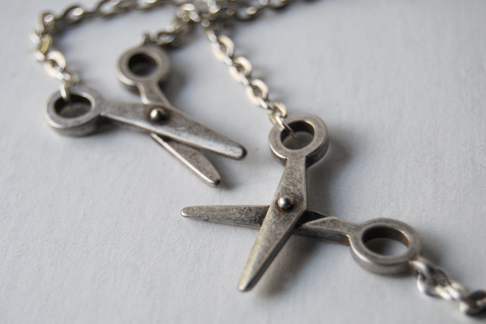 Movable Silver Scissors Necklace | Scissor Charm Necklace | Cute Scissor Jewelry - Enchanted Leaves - Nature Jewelry - Unique Handmade Gifts