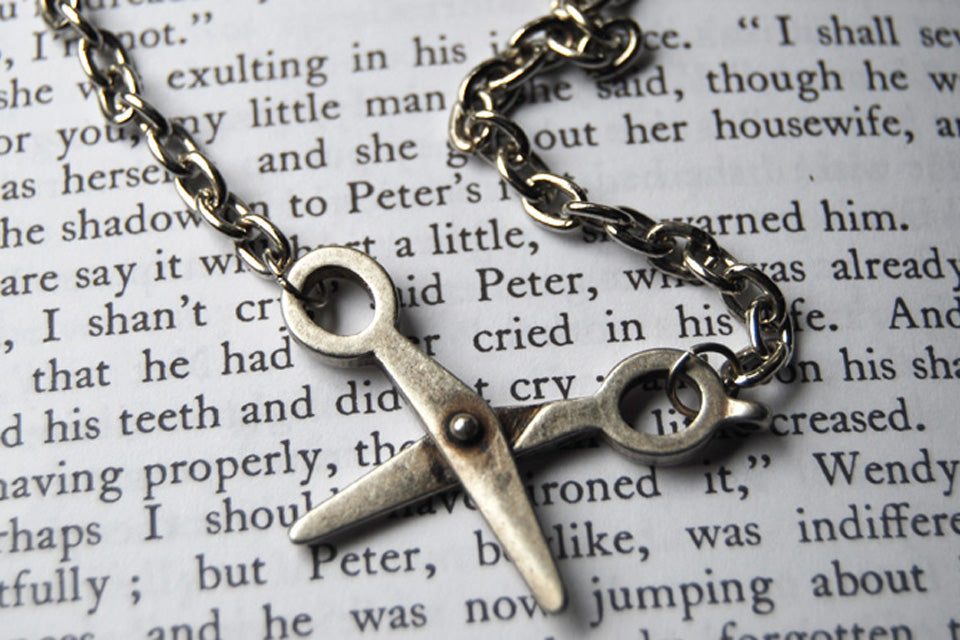 Movable Silver Scissors Necklace | Scissor Charm Necklace | Cute Scissor Jewelry - Enchanted Leaves - Nature Jewelry - Unique Handmade Gifts