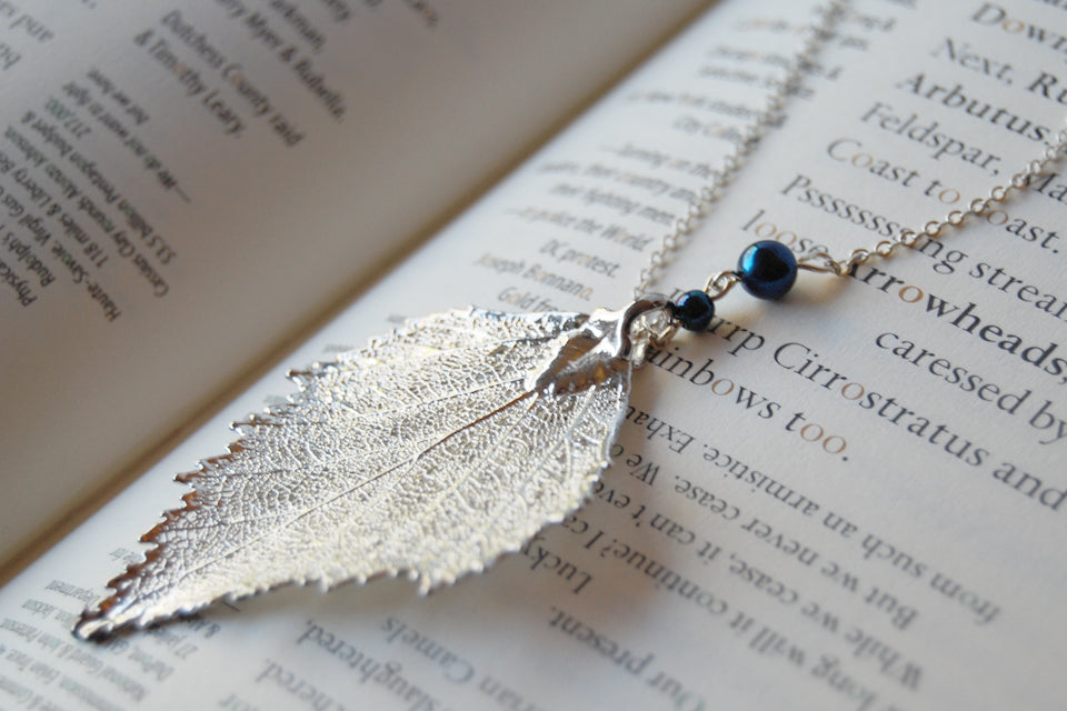 Custom Large Silver Birch Leaf Necklace | REAL Birch Leaf Pendant | Silver Electroformed Pendant | Nature Jewelry - Enchanted Leaves - Nature Jewelry - Unique Handmade Gifts