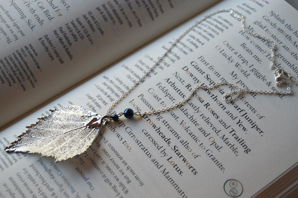 Custom Large Silver Birch Leaf Necklace | REAL Birch Leaf Pendant | Silver Electroformed Pendant | Nature Jewelry - Enchanted Leaves - Nature Jewelry - Unique Handmade Gifts