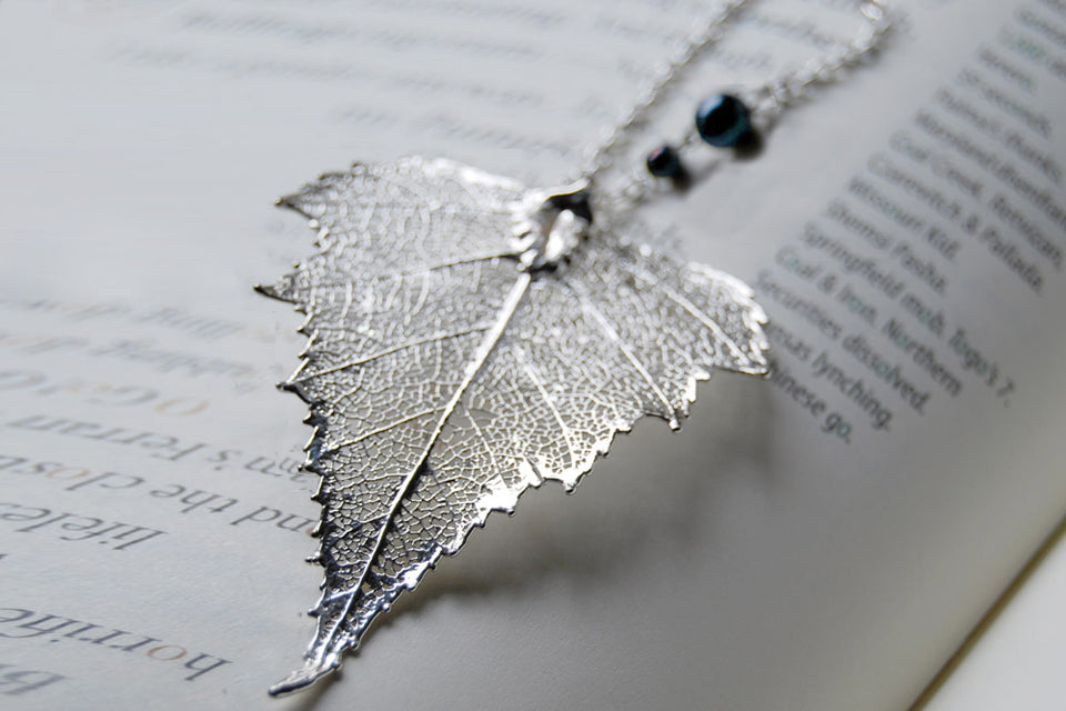 Custom Large Silver Birch Leaf Necklace | REAL Birch Leaf Pendant | Silver Electroformed Pendant | Nature Jewelry - Enchanted Leaves - Nature Jewelry - Unique Handmade Gifts