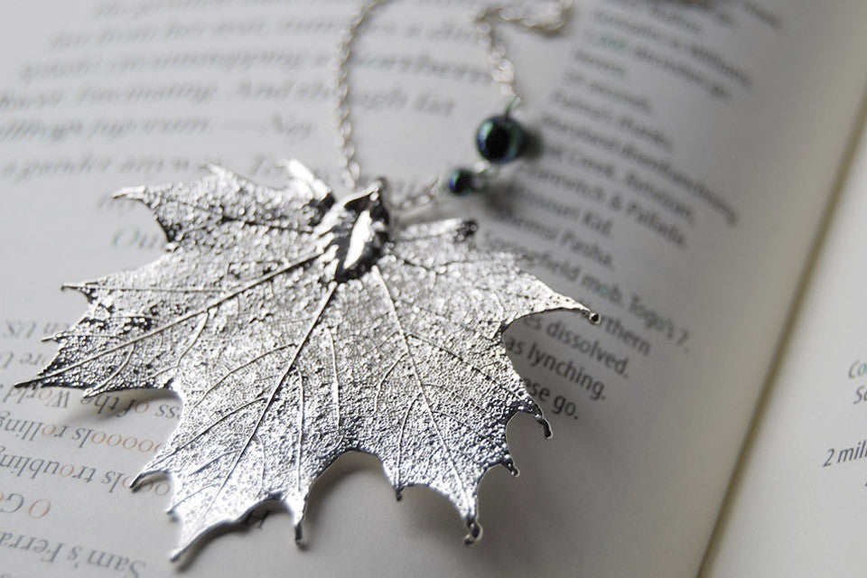 Custom Large Silver Maple Leaf Necklace | REAL Maple Leaf Pendant | Silver Electroformed Pendant | Nature Jewelry - Enchanted Leaves - Nature Jewelry - Unique Handmade Gifts